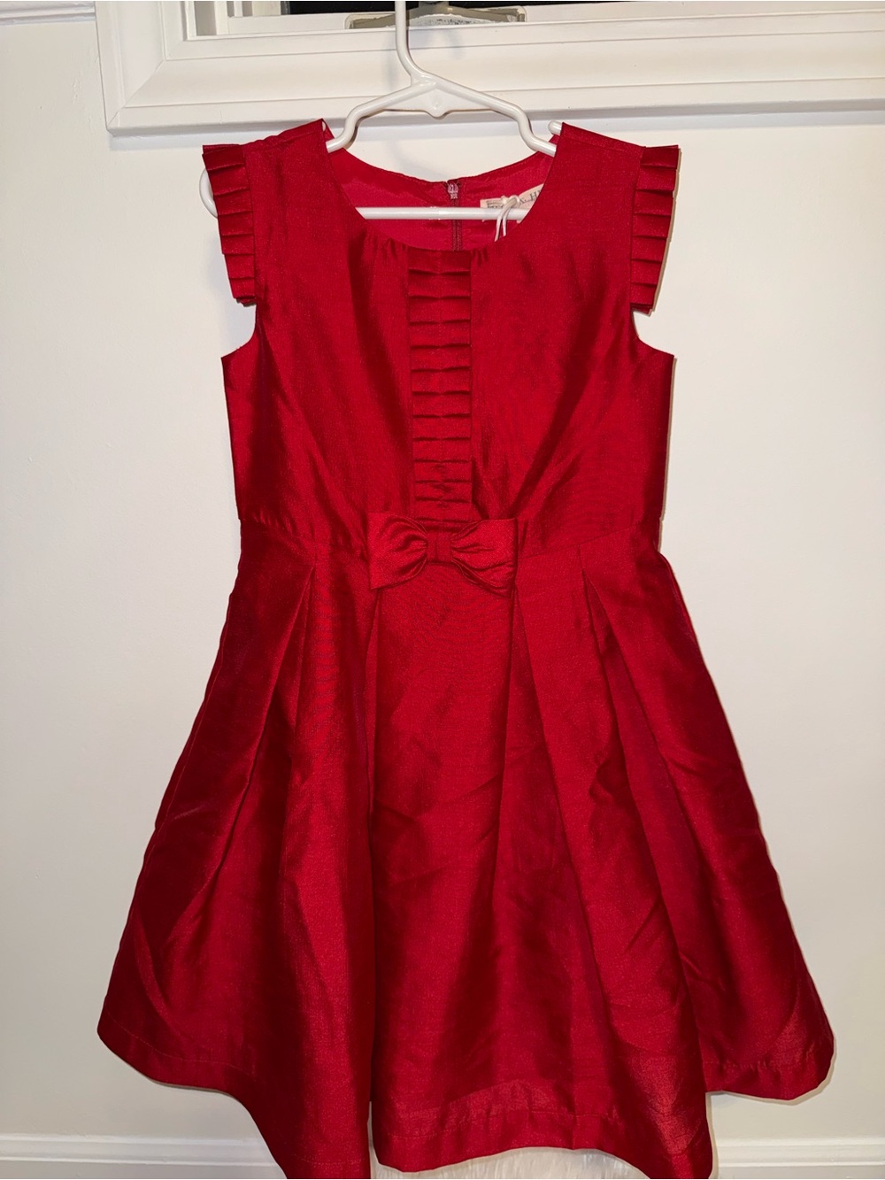 Red Girls Sleeveless Bow Front Holiday Dress